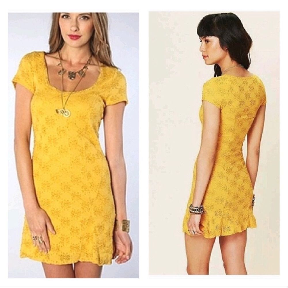 Intimately Free People Daisy Godot square neck stretch lace skater dress M